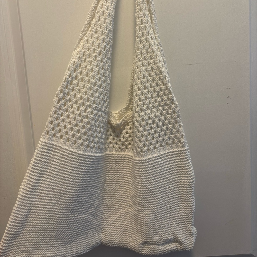 White Knit Tote Bag